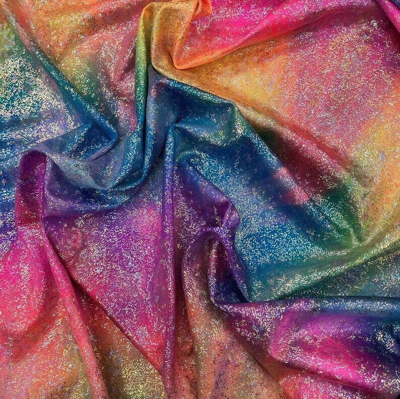 Tie Dye RAIN Hologram Print on Nylon Spandex Fabric Sold by Etsy
