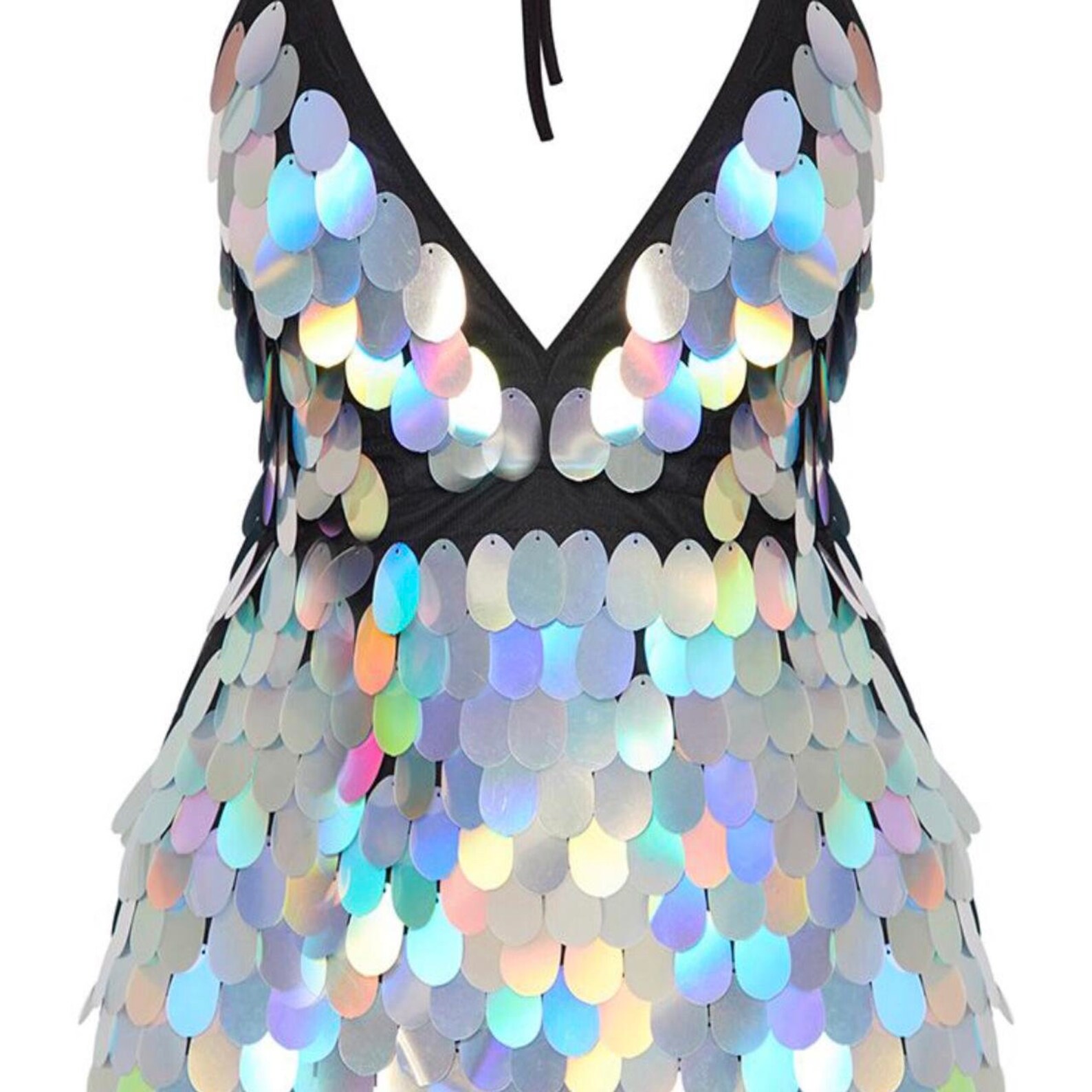 Iridescent 12 MM Teardrop-Decorations-Mermaid Sequins on a Mesh-Sold by Yard. (By the Yard Iridescent Aqua)