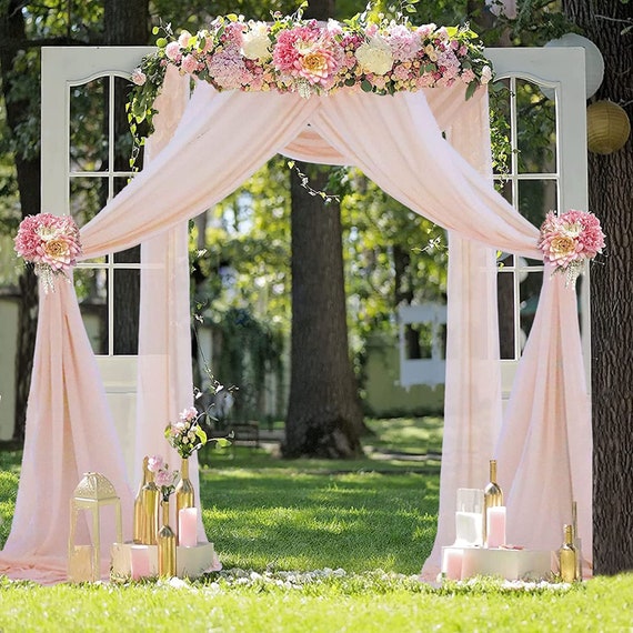 White Arch Drapes Wedding Arch Draping Fabric 2 Panels 20FT Chiffon Ceiling  Drapes Cloth Backdrop Party Drapery Fabric Archway for Reception Sheer