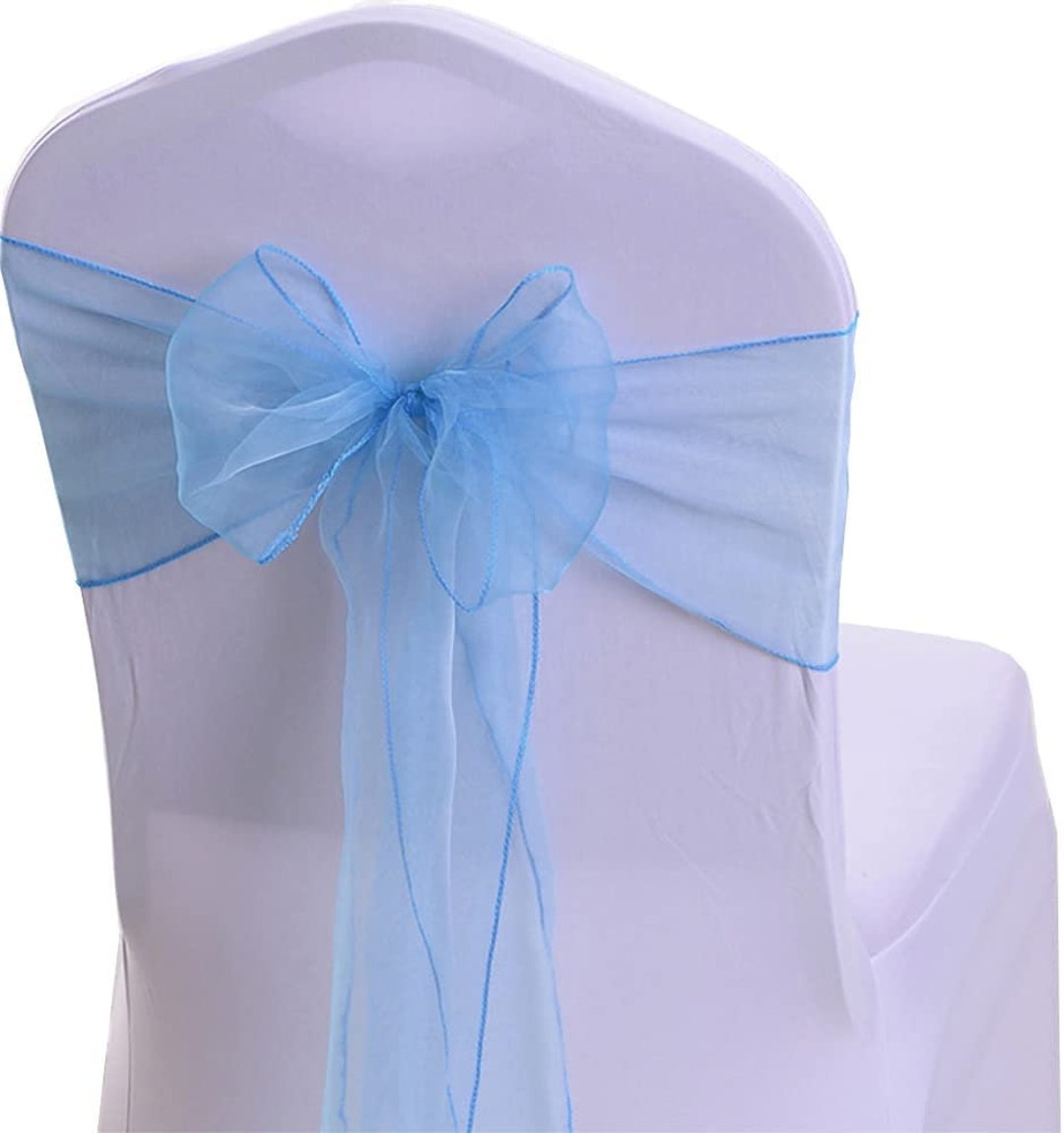 50 Pack Sheer Organza Chair Sashes for Wedding Decorations Crystal Chairs Bows for Party Banquet ...