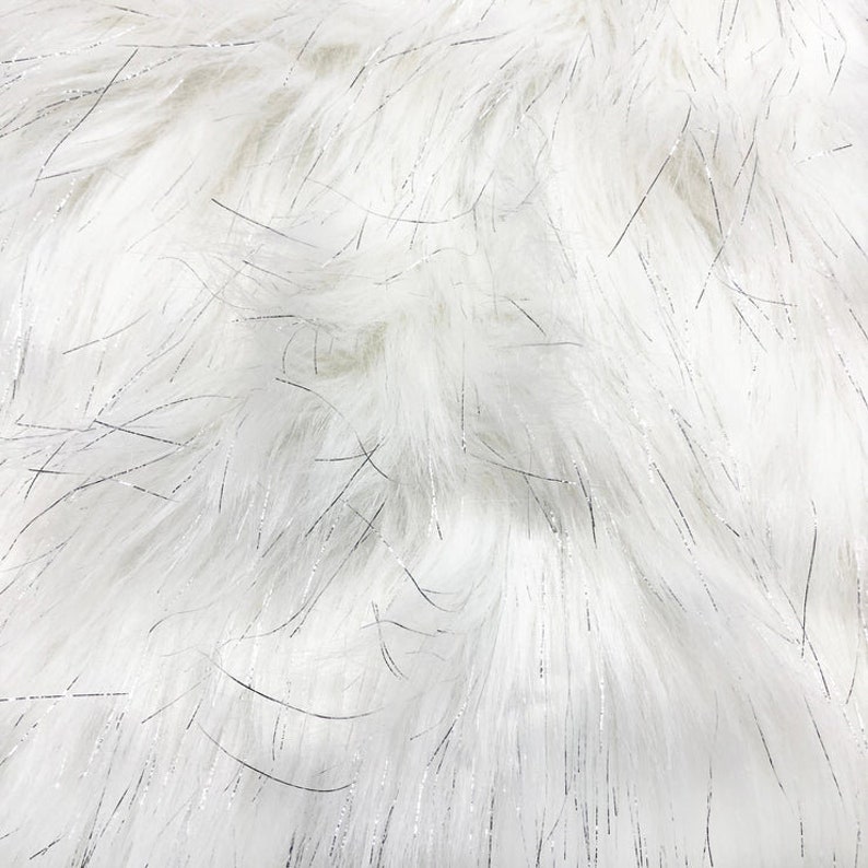 TINSEL Faux Fur Fabric Long Pile Sparkling Tinsel WHITE Etsy