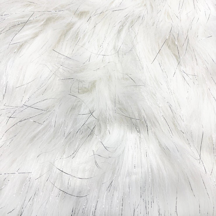 White Sparkle Faux Fur Fabric Per Yard 60 wide