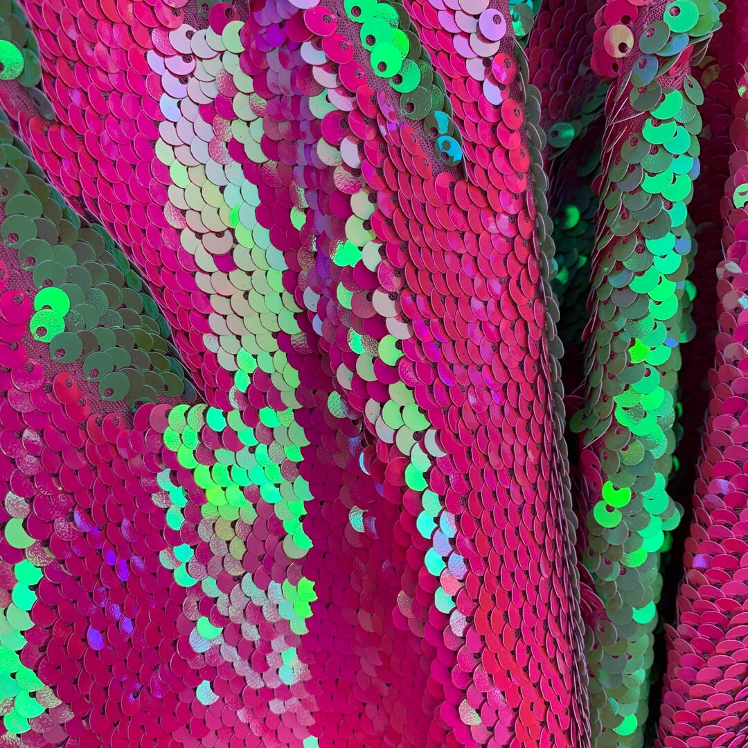 Flip Sequin Fabric Mermaid Reversible Sequin Fabric PINK/GREEN Fabric
