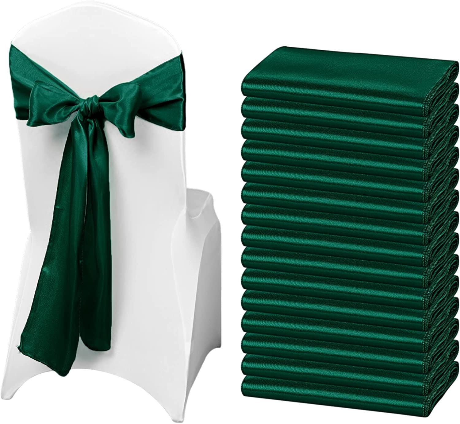 50 PCS Hunter Satin Chair Sashes Bows Universal Chair Cover for Wedding ...