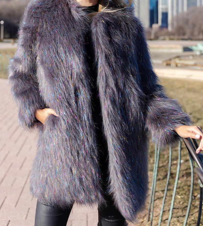 TINSEL Faux Fur Fabric Long Pile Sparkling Tinsel WHITE Etsy