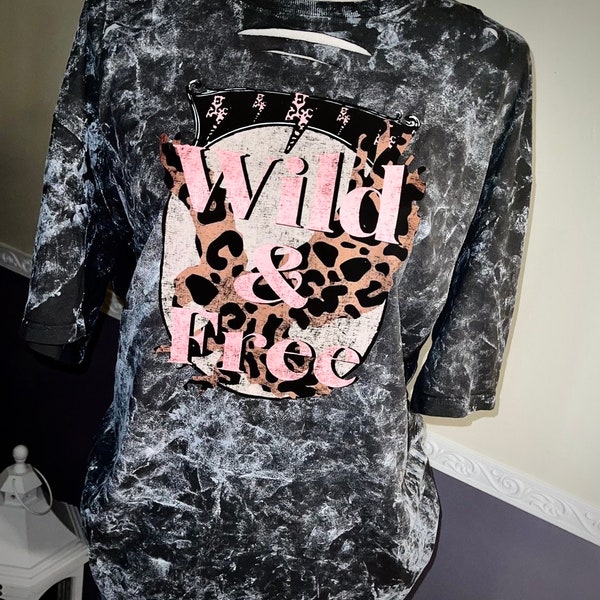 Acid Wash Mineral Wild Free T Shirt Eagle Wings Bird Vintage Rock Old Band Distressed Patches Custom Boutique Graphic Spots Over Size Bella