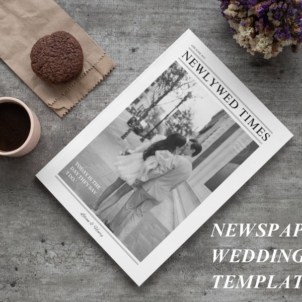 Traditional Newspaper Wedding Template | Folded Newspaper Wedding Program | Newspaper Wedding Template