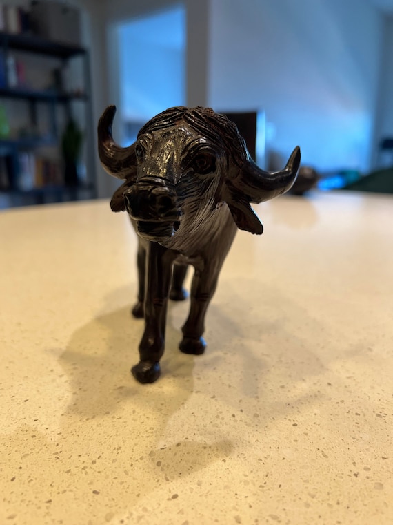 Hand Carved Black Ebony Wooden Water Buffalo Sculpture Made in Etsy
