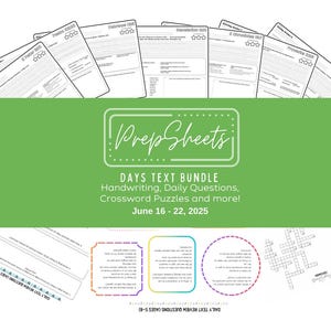 16 giugno - 22 giorni - Pacchetto di attività di testo / Ricerca di parole / Cruciverba / Culto in famiglia / Fogli di preparazione / JW / A4 / Copia digitale