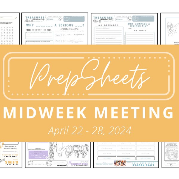 April 22-28 OCLM Midweek Meeting || PrepSheets || Canvas & Paper NZ || JW || Digital Download || Printable || Worksheets || canvasnpaper.nz