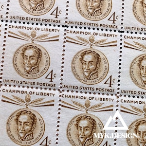 Simon Bolivar | 1958 | Vintage US Postage Stamps | Face Value 4 Cents | Scott 1110 | Venezuela Bolivia, Liberator, Spanish, Caracas, America