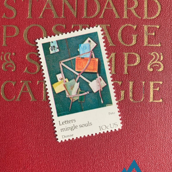 Old Scraps: John F Peto | 1974 | Vintage US Postage Stamps | Face Value 10 Cents | Scott 1532 | Letter Writing Reading Envelope John Donne