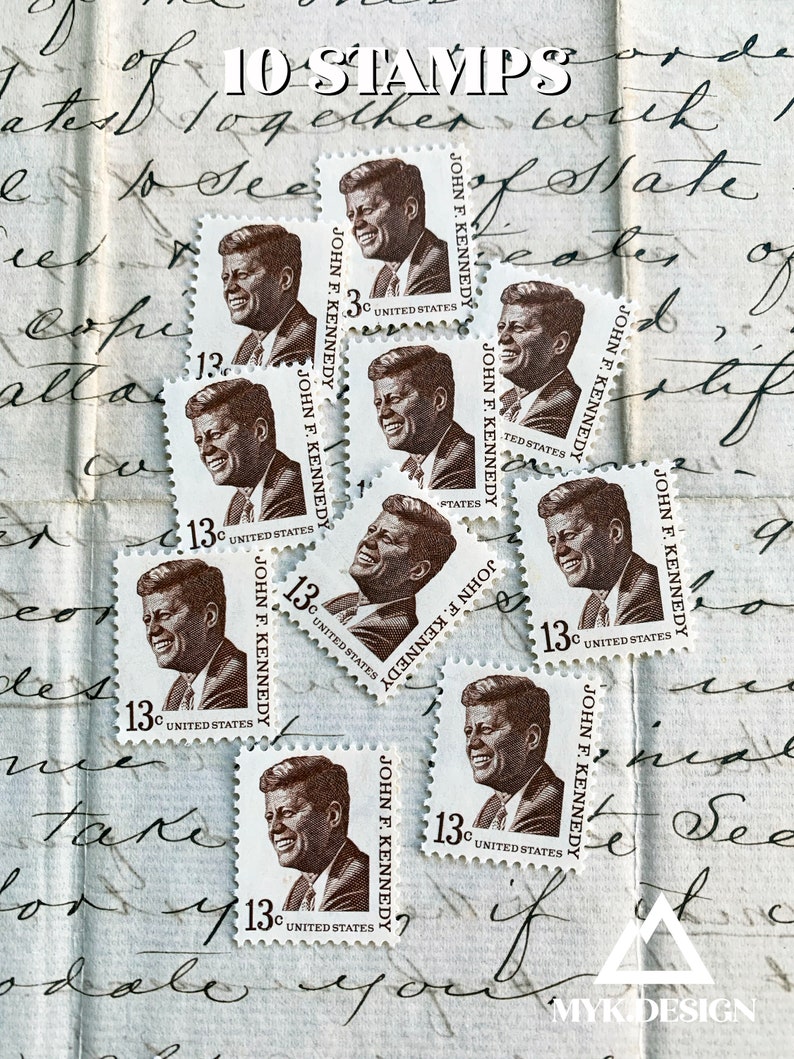 John F Kennedy 1967 Vintage US Postage Stamps Face Value 13 Cents Scott