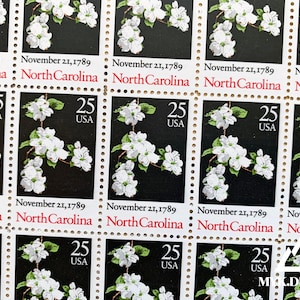 North Carolina Dogwood Tree | 1989 | Vintage US Postage Stamps | Face Value 25 Cents | Scott 2347 | Constitution Ratification Bicentennial