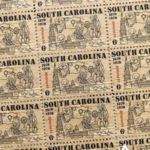 South Carolina Statehood, 300 Years | 1970 | Vintage US Postage Stamps | Face Value 6 Cents | Scott 1407 | Charleston Columbia Atlantic East