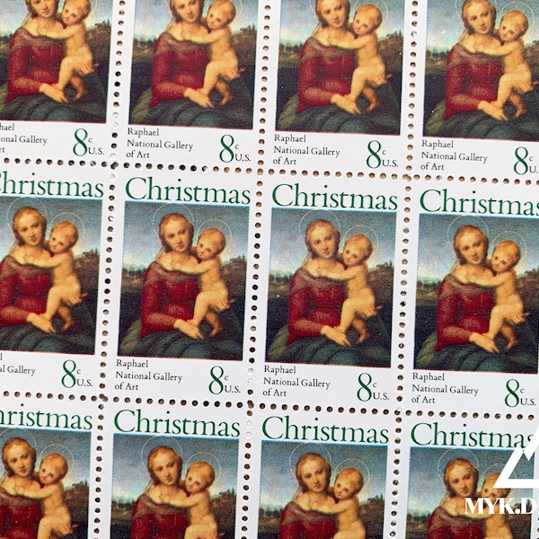 Christmas Madonna and Child | 1973 | Vintage US Postage Stamps | Face Value 8 Cents | Scott 1507 | Nativity Mary Joseph Jesus Birth Holiday