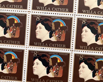 Willa S Cather | 1973 | Vintage US Postage Stamps | Face Value 8 Cents | Scott 1487 | Nebraska, Great Plains, Pioneers, Frontier, Midwest