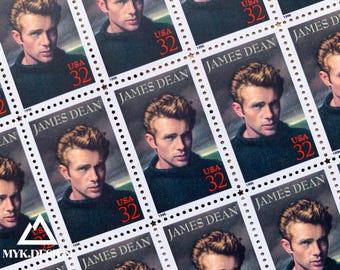 James Dean / 1996 / Sellos postales antiguos de EE. UU., Scott n.° 3082 / Valor nominal: 32 centavos / Actor Cine Películas Gigante Rebelde sin causa East Eden