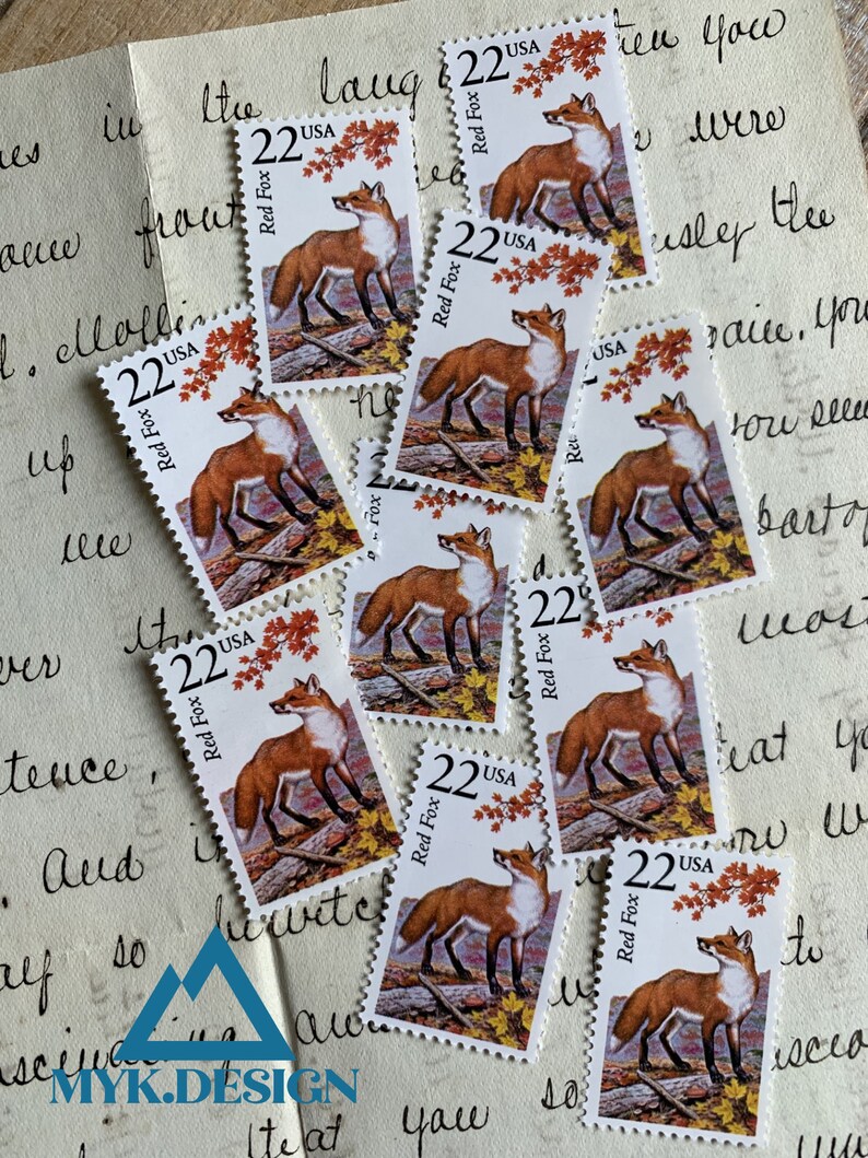 Red Fox | 1987 | Vintage US Postage Stamps | Face Value 22 Cents ...