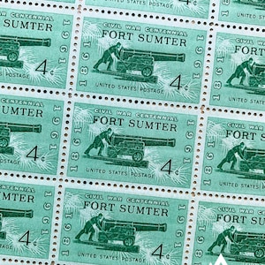 Fort Sumter | 1961 | Vintage US Postage Stamps | Face Value 4 Cents | Scott 1178 | South Carolina, Civil War, Canon, Secession, Soldier