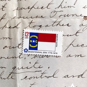 North Carolina State Flag | 1976 | Vintage US Postage Stamps | Face Value 13 Cents | Scott 1644 | United States, Tar Heel, Outer Banks
