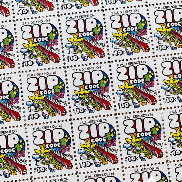 ZIP Code: Zone Improvement Plan | 1974 | Vintage US Postage Stamps | Face Value 10 Cents | Scott 1511 | Mail, Pop Art, Postmaster, Mr. ZIP