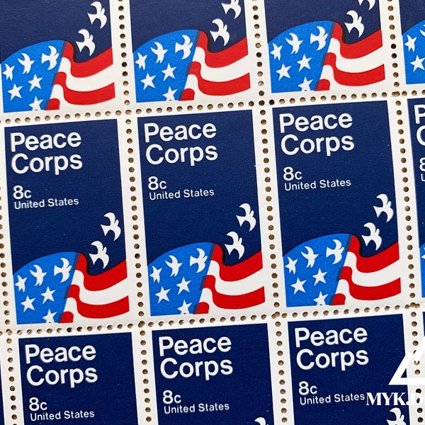 Peace Corps | 1972 | Vintage US Postage Stamps | Face Value 8 Cents | Scott 1447 | Volunteer, Service, Kennedy, Shriver, Education, Africa