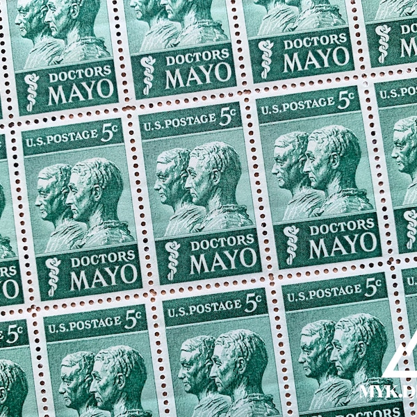 Mayo Brothers | 1964 | Vintage US Postage Stamps | Face Value 5 Cents | Scott 1251 | Doctors, Medicine, Clinic, Minnesota, Health, Hospital