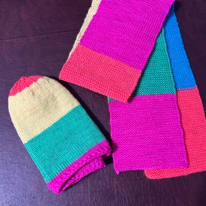 Bold Striped Children&#39;s Knit Hat and Scarf