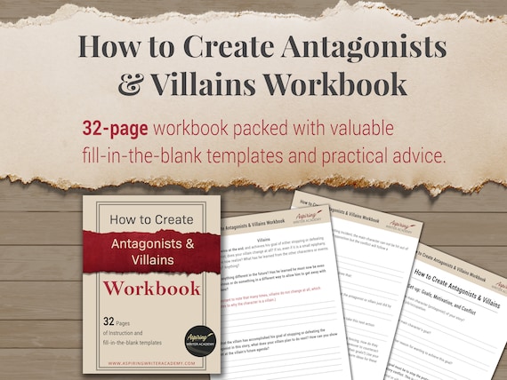 How to Create Antagonists & Villains Workbook |  Character Template Sheets | Digital or Printable Writing Workbook|  Villain Workbook |
