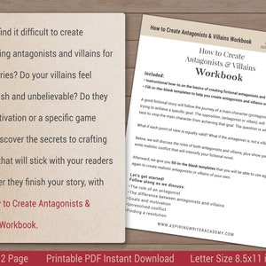 How to Create Antagonists & Villains Workbook | Character Template ...