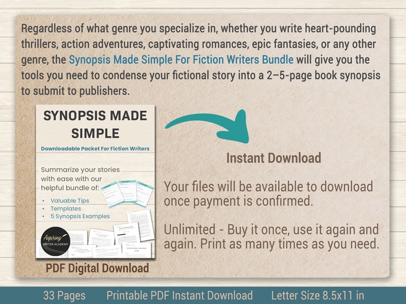 Synopsis Made Simple for Fiction Writers Bundle | Synopsis Examples ...