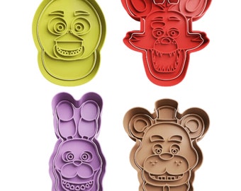 Set di 4 tagliabiscotti a forma di personaggi horror Freddy
