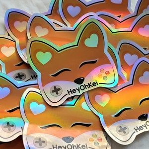Fox Video Game Controller Holographic Sticker
