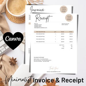 Minimalist Invoice Template, Receipt Template, Invoice Template for Small Business receipt Invoice Template Download, Invoice Template Canva