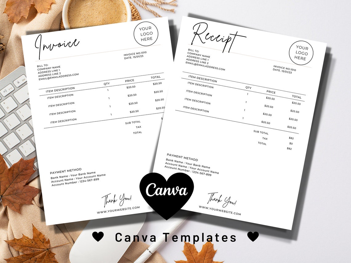 Minimalist Invoice Template, Receipt Template, Invoice Template for ...
