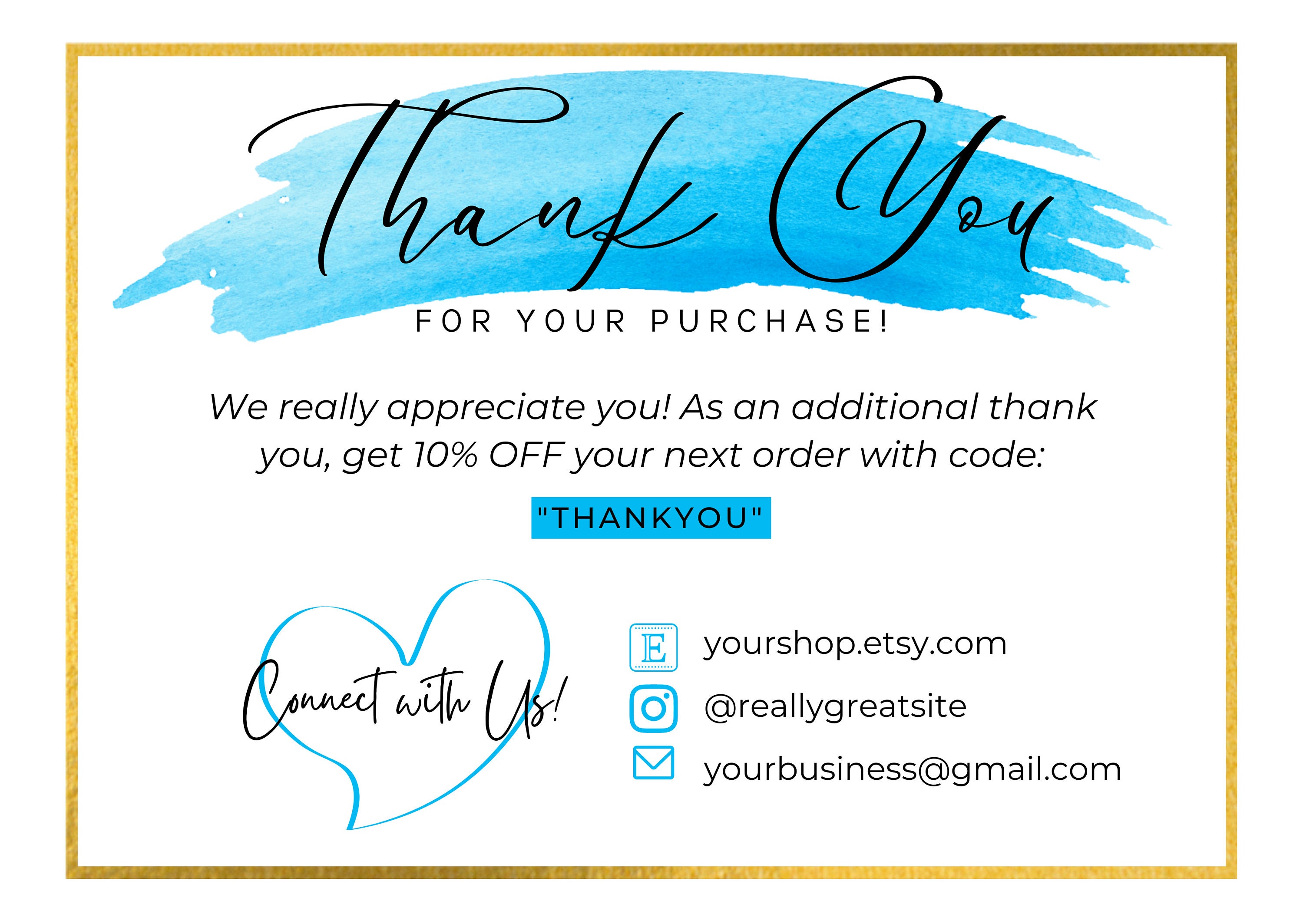 Business Thank You Card Canva Template Blue (3 Editable Templates) - Etsy