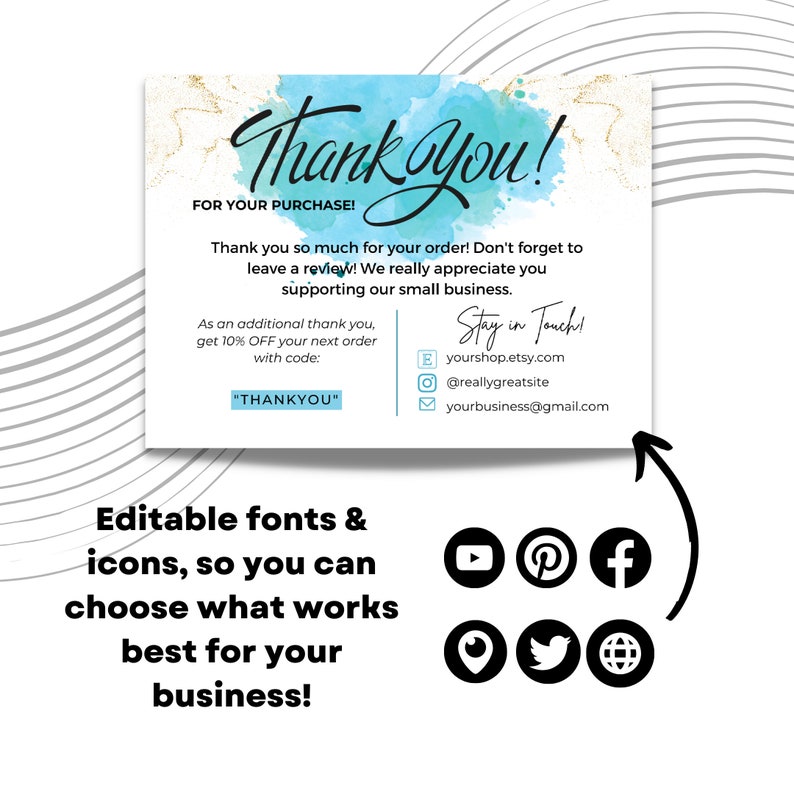 Business Thank You Card Canva Template Blue (3 Editable Templates) - Etsy
