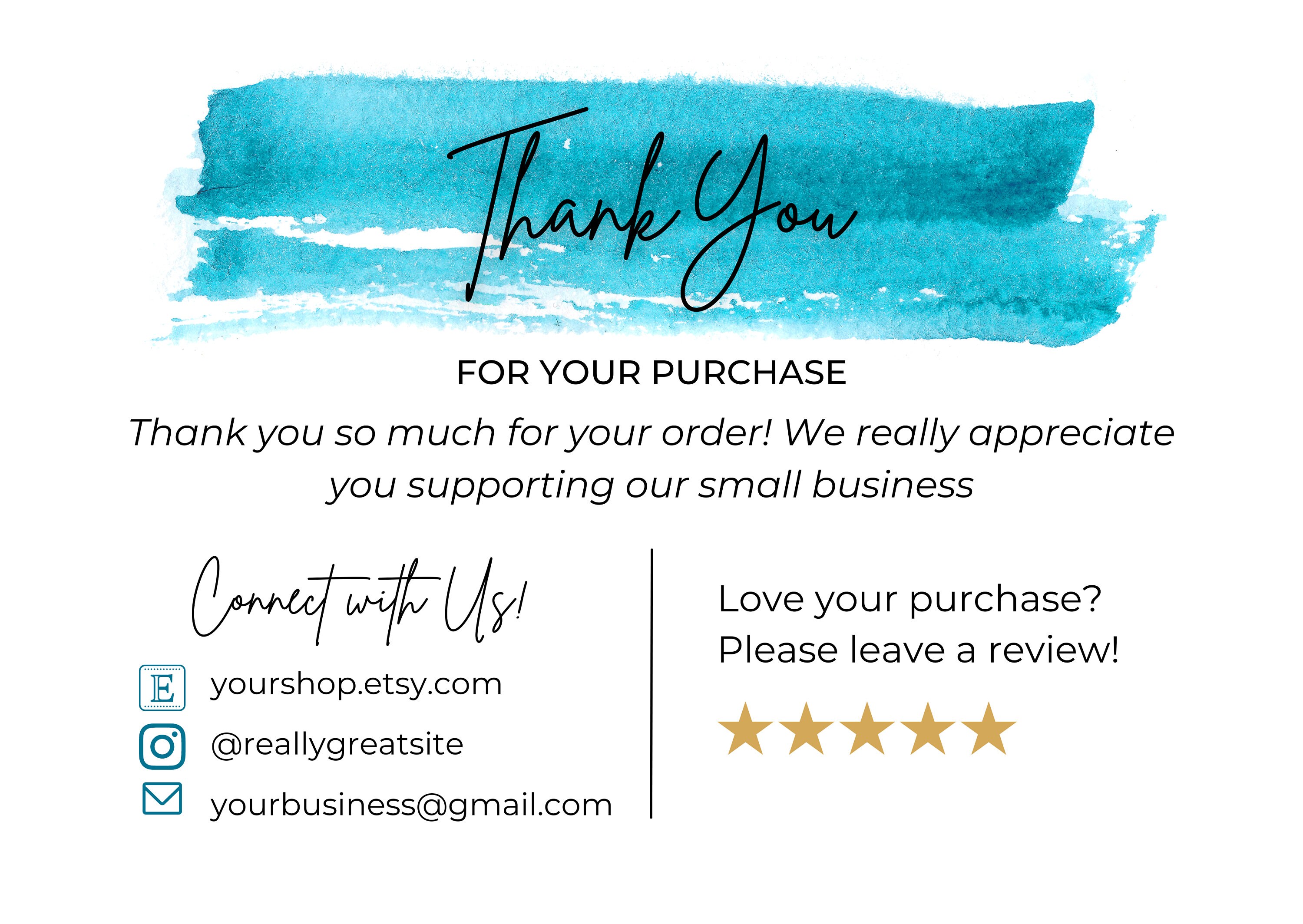 Business Thank You Card Canva Template Blue (3 Editable Templates) - Etsy
