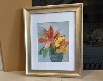 Floral Still Life Art | 11x14 Framed, Matted, and Signed Painting | Option to buy frame or painting separately