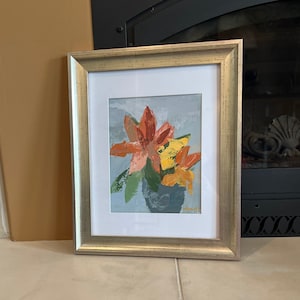 Floral Still Life Art | 11x14 Framed, Matted, and Signed Painting | Option to buy frame or painting separately