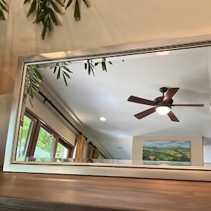 Large Contemporary Silver & Black Frame with Mirror, 26x43.5