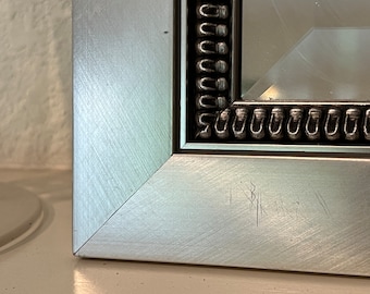 Unique Silver Beveled Wall Mirror with Stacked Double Frame, 30x36
