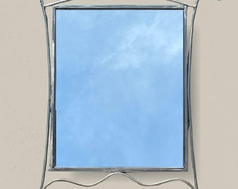 Silver Steel Rod Metal Mirror, 24x30 - Very unique!