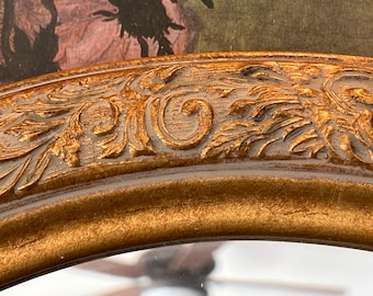 Large Gold Oval - Ornate Hand Finished Oval Wall Mirror, 28.5x24.5 inches