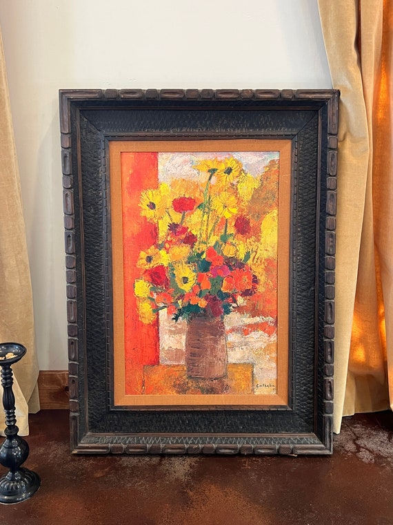 Bernard Cathelin Autumn 1963 Lithograph in Original Carved Wood