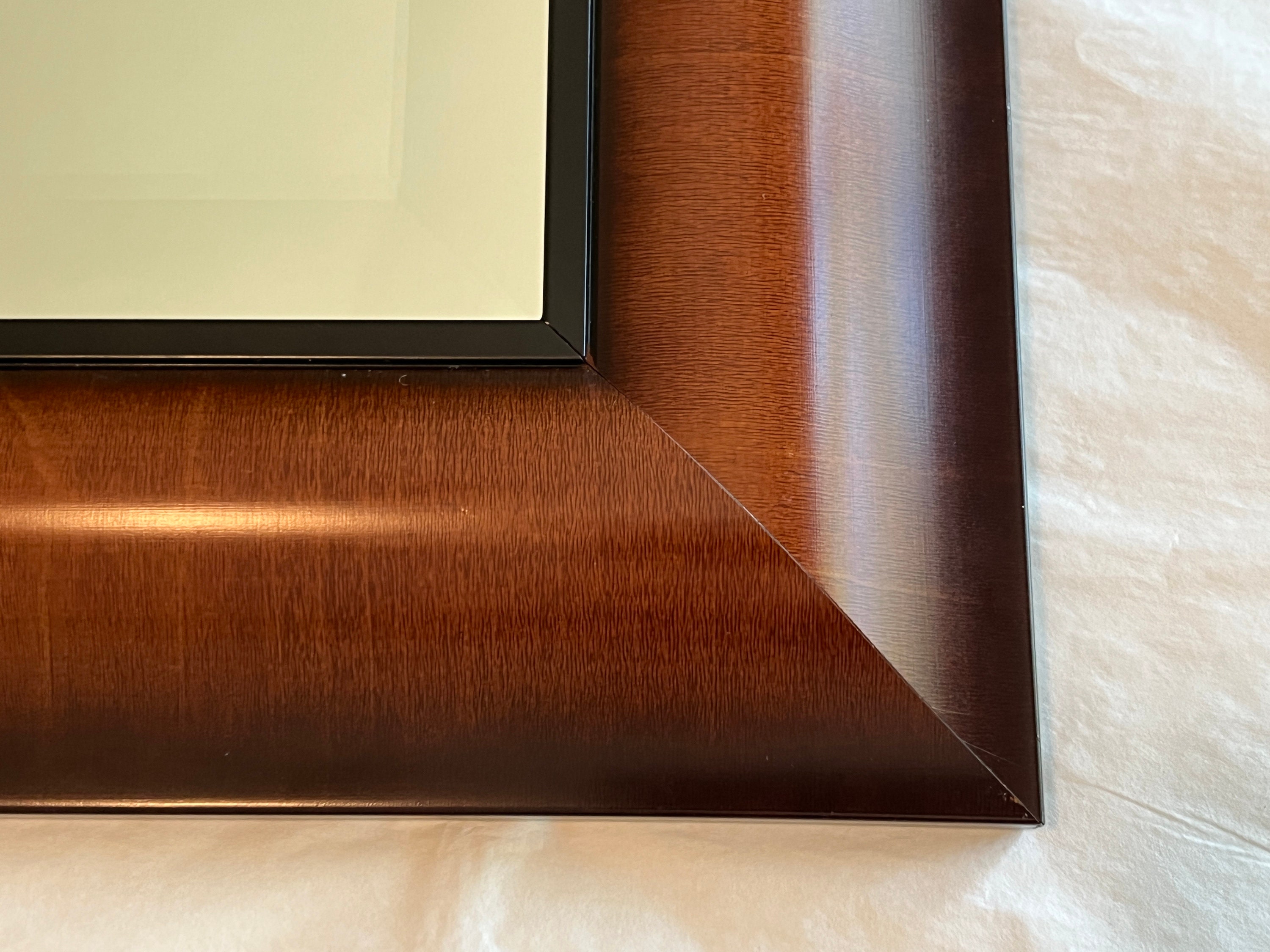 Large Dark Wood Wall Beveled Mirror 28x35 - Etsy