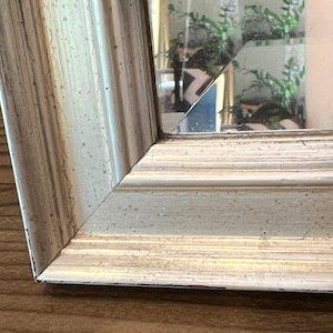 Large Silver Leaf Wood Frame with Beveled Mirror, 28x34