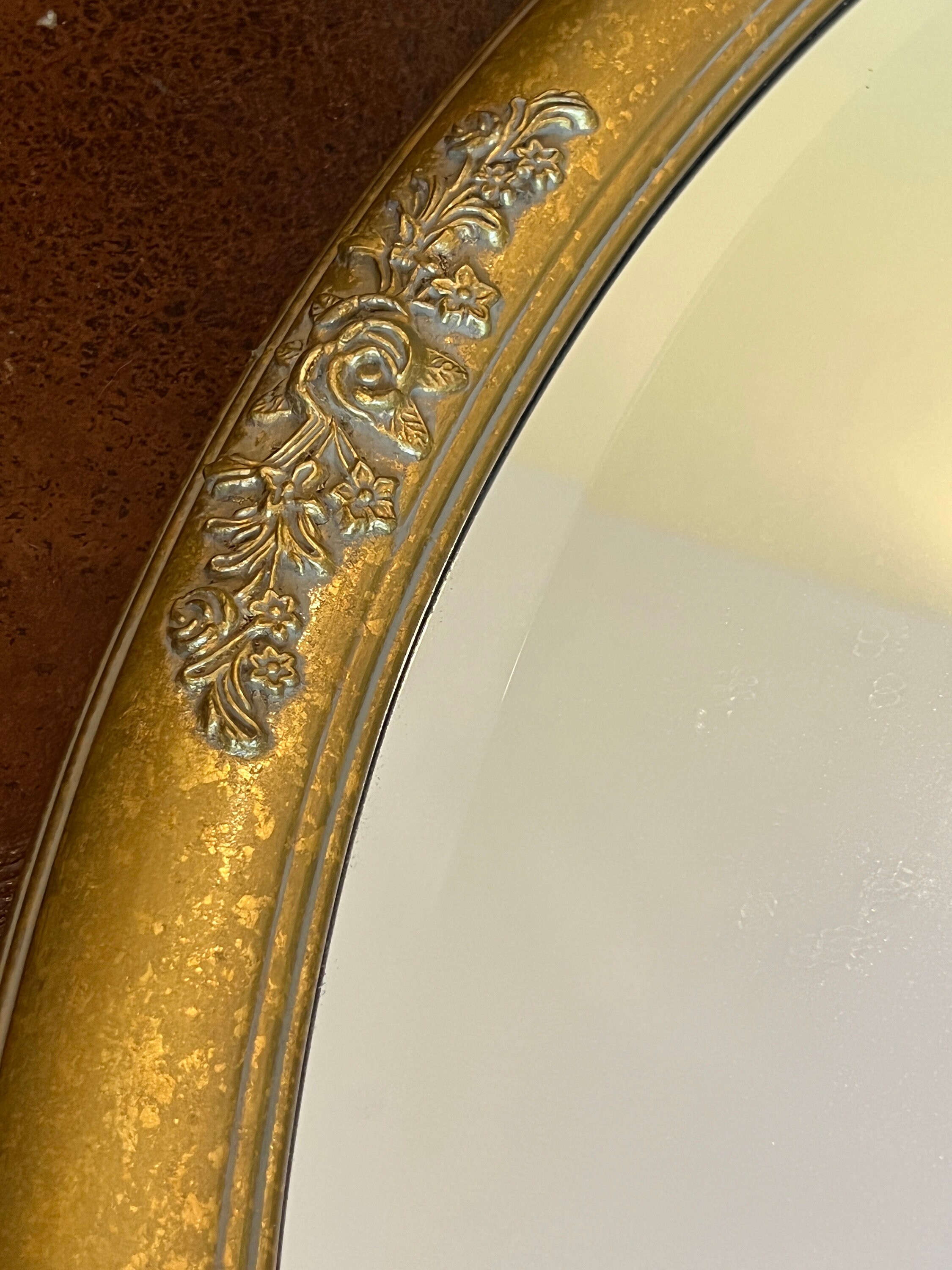 Gold Giltwood Oval Wall Mirror With Carved Roses 26x32 Etsy