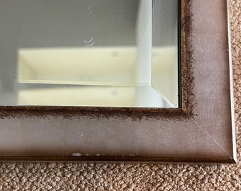 Silver Metallic Pewter Wood Frame with Beveled Mirror, 28x34